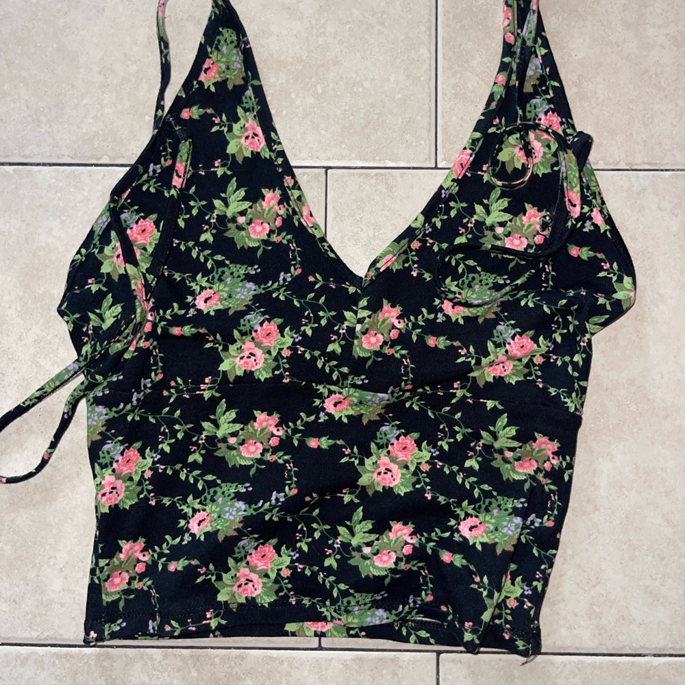 Ambiance Black and Pink Floral Camisole